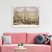 Uitzicht van Buckingham Palace met een Crowd Outsi Canvas Afdruk (Insitu (Woonkamer))