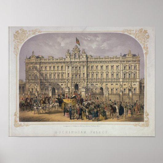 Uitzicht van Buckingham Palace met een Crowd Outsi Poster (Voorkant)