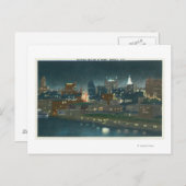 Uitzicht van Buffalo Skyline bij nacht Briefkaart (Voorkant / Achterkant)