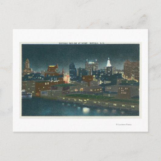 Uitzicht van Buffalo Skyline bij nacht Briefkaart (Voorkant)