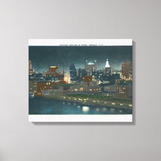 Uitzicht van Buffalo Skyline bij nacht Canvas Afdruk (Voorkant)
