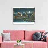 Uitzicht van Buffalo Skyline bij nacht Canvas Afdruk (Insitu (Woonkamer))