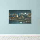 Uitzicht van Buffalo Skyline bij nacht Canvas Afdruk (Insitu (Houten vloer))