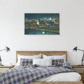 Uitzicht van Buffalo Skyline bij nacht Canvas Afdruk (Insitu (Slaapkamer))