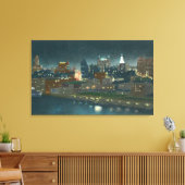 Uitzicht van Buffalo Skyline bij nacht Canvas Afdruk (Insitu (Woonkamer))