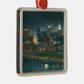 Uitzicht van Buffalo Skyline bij nacht Metalen Ornament (Rechts)