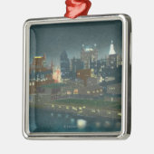 Uitzicht van Buffalo Skyline bij nacht Metalen Ornament (Links)