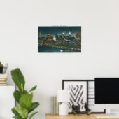 Uitzicht van Buffalo Skyline bij nacht Poster (Thuiskantoor)