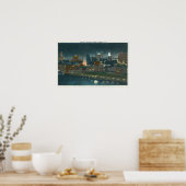 Uitzicht van Buffalo Skyline bij nacht Poster (Keuken)