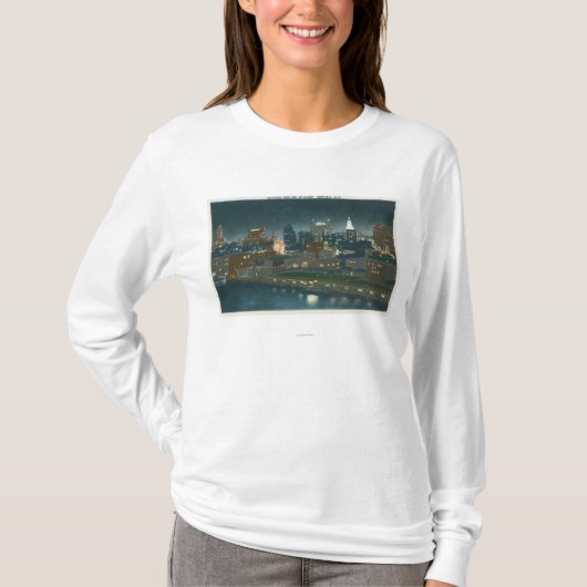 Uitzicht van Buffalo Skyline bij nacht T-shirt (Voorkant)