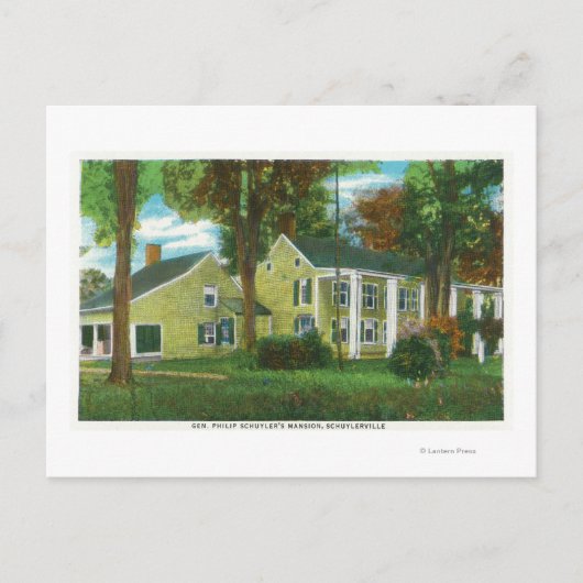 Uitzicht van buitenaf van Gen. Philip Schuyler's M Briefkaart (Voorkant)