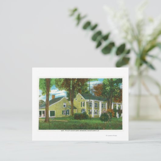 Uitzicht van buitenaf van Gen. Philip Schuyler's M Briefkaart (Staand voorkant)