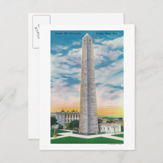 Uitzicht van Bunker Hill Monument Briefkaart (Voorkant / Achterkant)