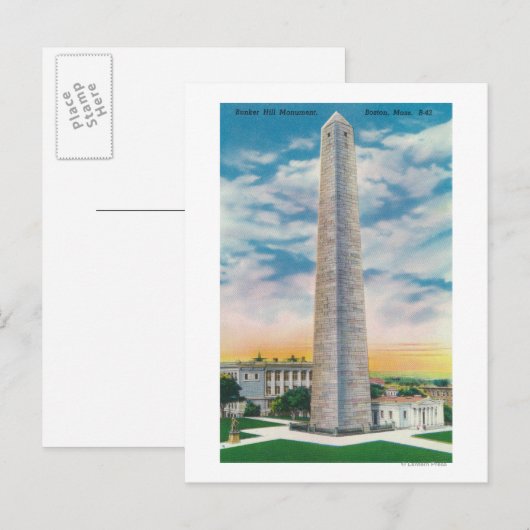 Uitzicht van Bunker Hill Monument Briefkaart (Voorkant / Achterkant)