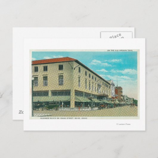 Uitzicht van Business Block op Idaho Street Briefkaart (Voorkant / Achterkant)
