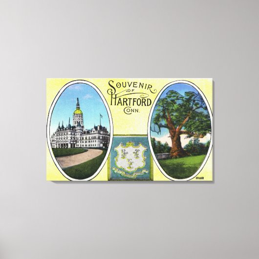 Uitzicht van Capitol Bldg en eikenboom Canvas Afdruk (Voorkant)