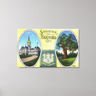 Uitzicht van Capitol Bldg en eikenboom Canvas Afdruk