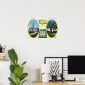 Uitzicht van Capitol Bldg en eikenboom Poster (Thuiskantoor)
