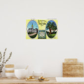 Uitzicht van Capitol Bldg en eikenboom Poster (Keuken)
