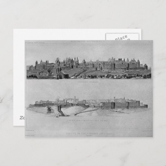 Uitzicht van Carcassonne aan de westzijde Briefkaart (Voorkant / Achterkant)