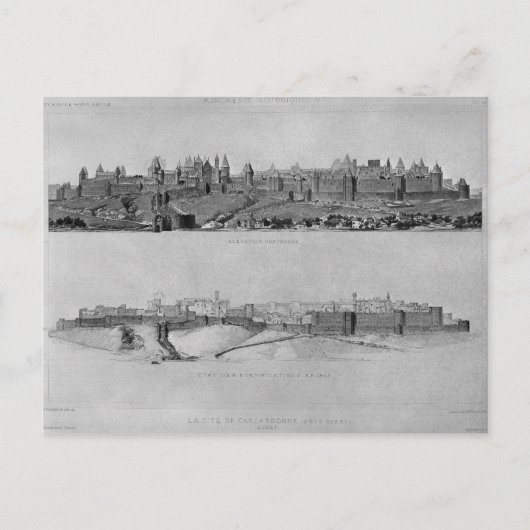 Uitzicht van Carcassonne aan de westzijde Briefkaart (Voorkant)