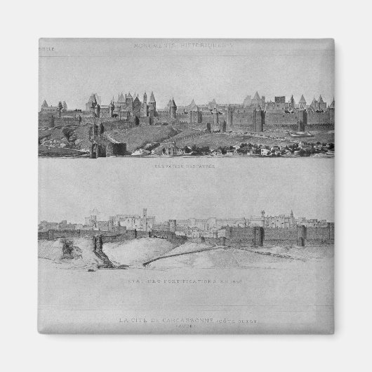 Uitzicht van Carcassonne aan de westzijde Magneet (Voorkant)