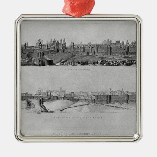 Uitzicht van Carcassonne aan de westzijde Metalen Ornament (Voorkant)