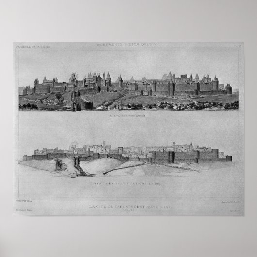Uitzicht van Carcassonne aan de westzijde Poster (Voorkant)