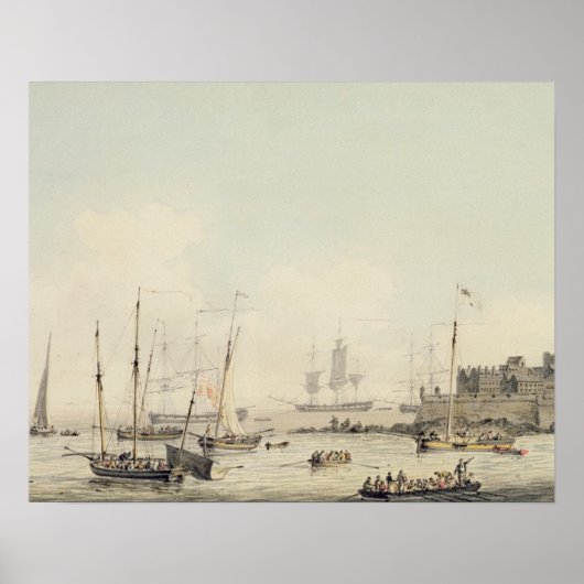 Uitzicht van Castle Cornet, Guernsey, met Shipping Poster (Voorkant)