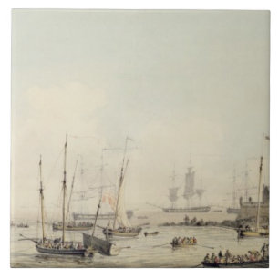 Uitzicht van Castle Cornet, Guernsey, met Shipping Tegeltje