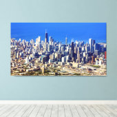 Uitzicht van Chicago binnenstad met meer Canvas Afdruk (Insitu (Houten vloer))