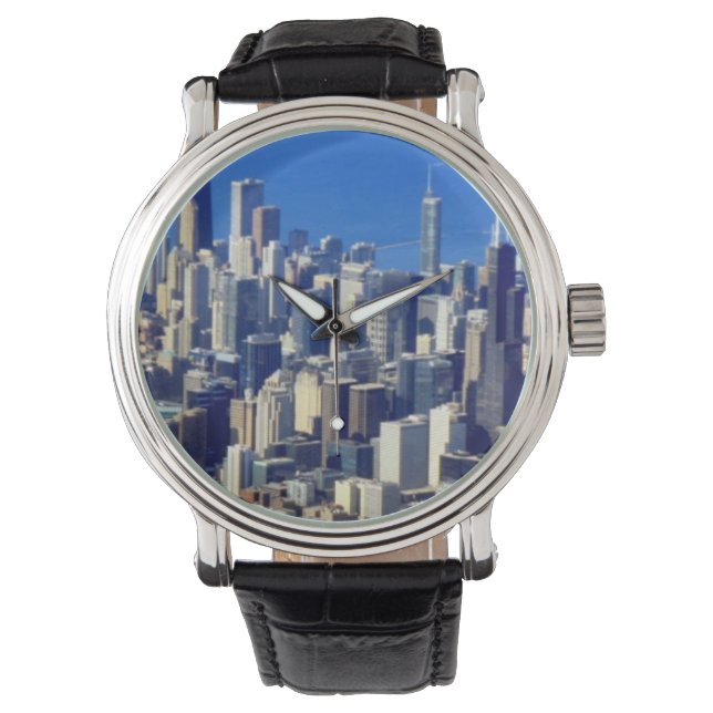 Uitzicht van Chicago binnenstad met meer Horloge (Voorkant)