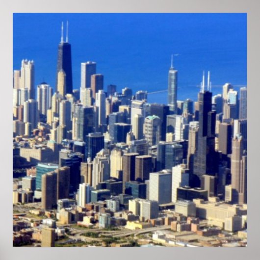 Uitzicht van Chicago binnenstad met meer Poster (Voorkant)