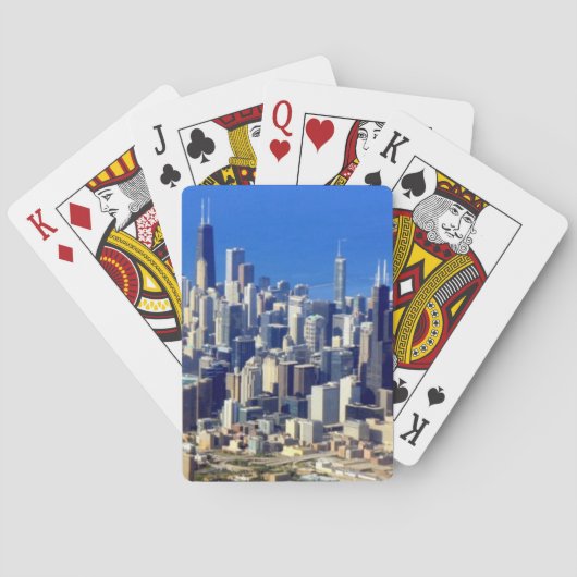 Uitzicht van Chicago binnenstad met meer Speelkaarten (Achterkant)