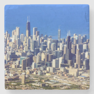 Uitzicht van Chicago binnenstad met meer Stenen Onderzetter