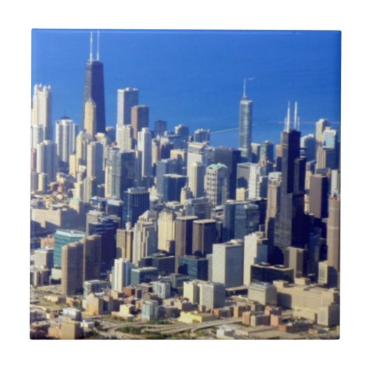 Uitzicht van Chicago binnenstad met meer Tegeltje (Voorkant)