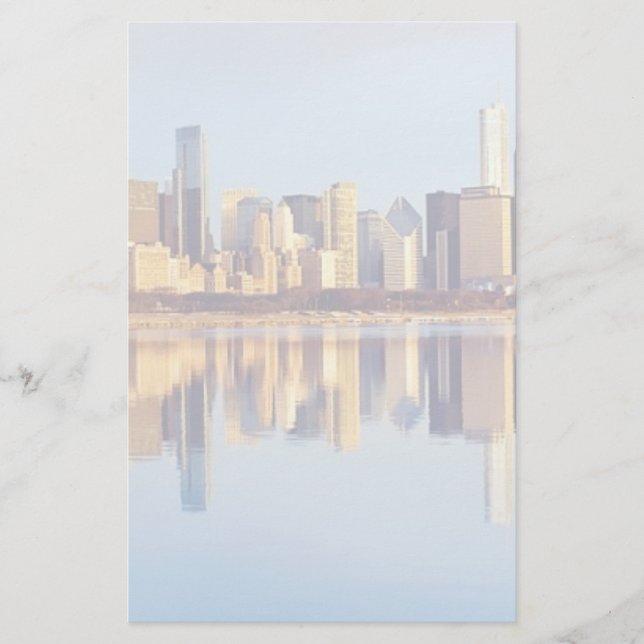 Uitzicht van Chicago skyline met reflectie (Voorkant)