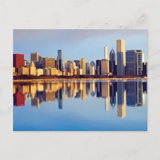 Uitzicht van Chicago skyline met reflectie Briefkaart (Voorkant)