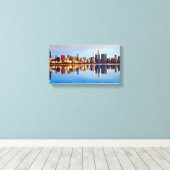 Uitzicht van Chicago skyline met reflectie Canvas Afdruk (Insitu (Houten vloer))