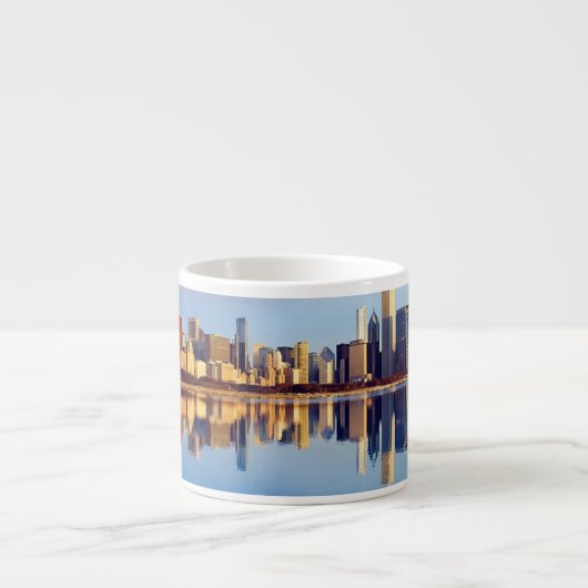 Uitzicht van Chicago skyline met reflectie Espresso Kop (Voorkant)