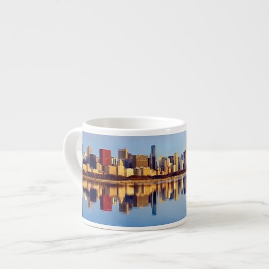 Uitzicht van Chicago skyline met reflectie Espresso Kop (Links)