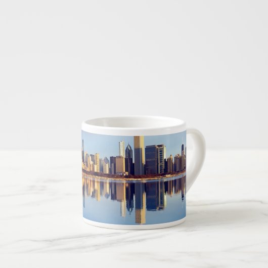 Uitzicht van Chicago skyline met reflectie Espresso Kop (Voorkant rechts)