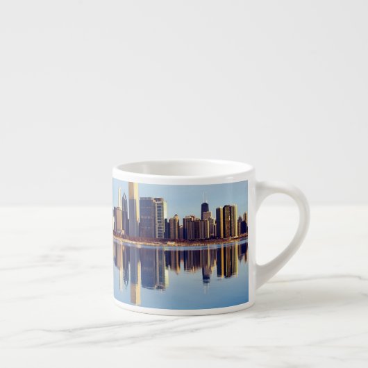 Uitzicht van Chicago skyline met reflectie Espresso Kop (Rechts)