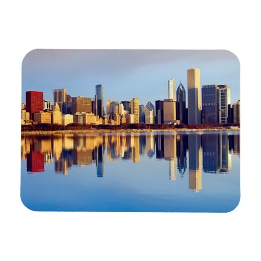Uitzicht van Chicago skyline met reflectie Magneet (Horizontaal)