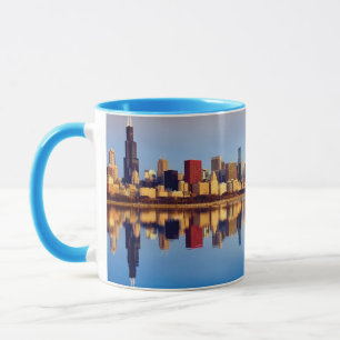 Uitzicht van Chicago skyline met reflectie Mok