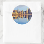 Uitzicht van Chicago skyline met reflectie Ronde Sticker (Tas)