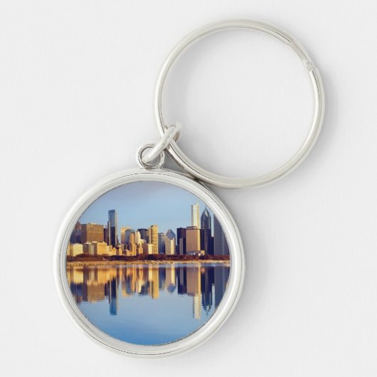 Uitzicht van Chicago skyline met reflectie Sleutelhanger (Voorkant)