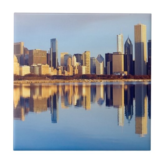 Uitzicht van Chicago skyline met reflectie Tegeltje (Voorkant)