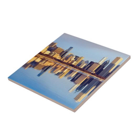 Uitzicht van Chicago skyline met reflectie Tegeltje (Zijkant)