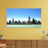 Uitzicht van Chicago skyline van het Michiganmeer Canvas Afdruk (Insitu (Woonkamer))